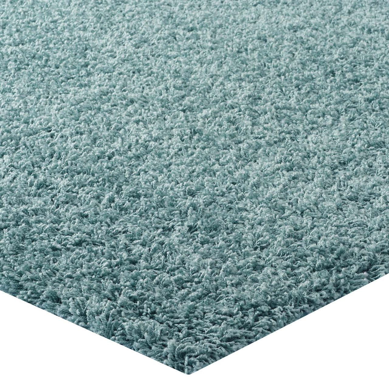 Skara 8x10 Shag Area Rug, Aqua Blue & Ivory
