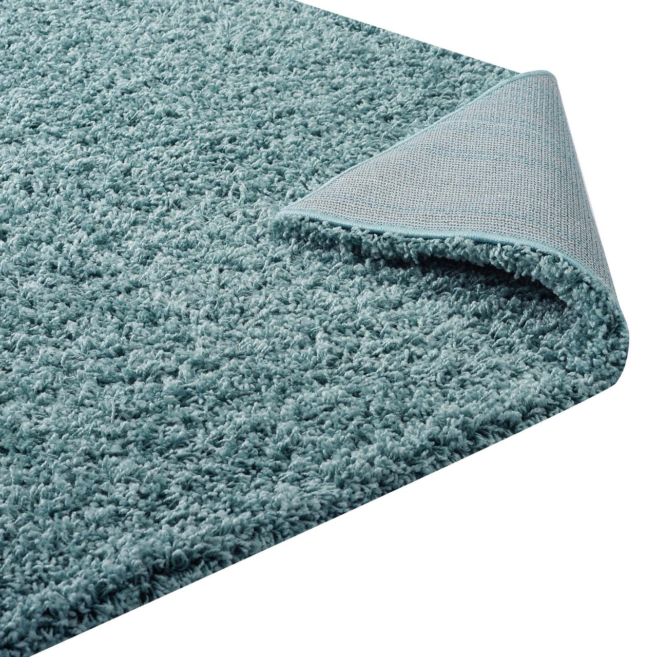 Skara 8x10 Shag Area Rug, Aqua Blue & Ivory
