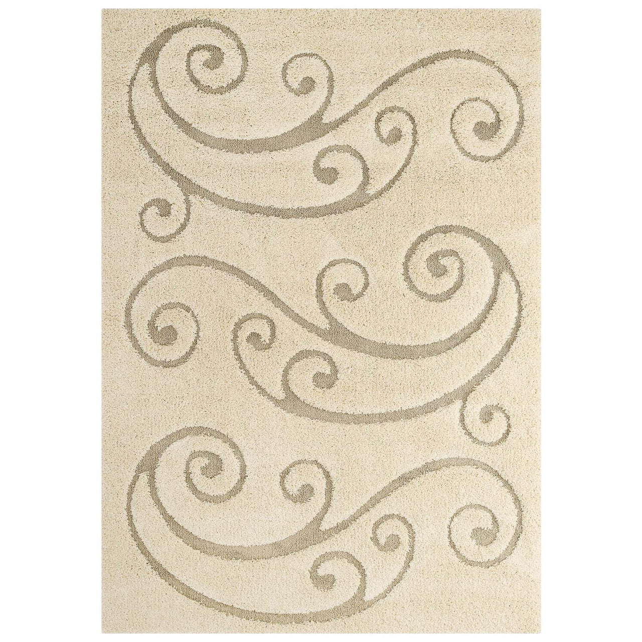 Floriva Unfurl Shag 5x8 Area Rug, Cream & Beige