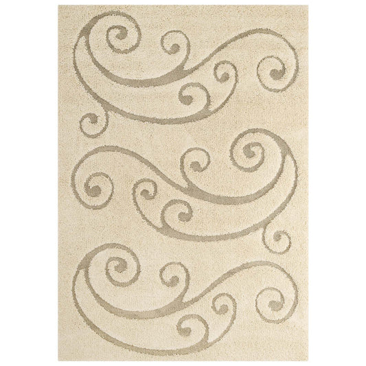 Floriva Unfurl Shag 5x8 Area Rug, Cream & Beige