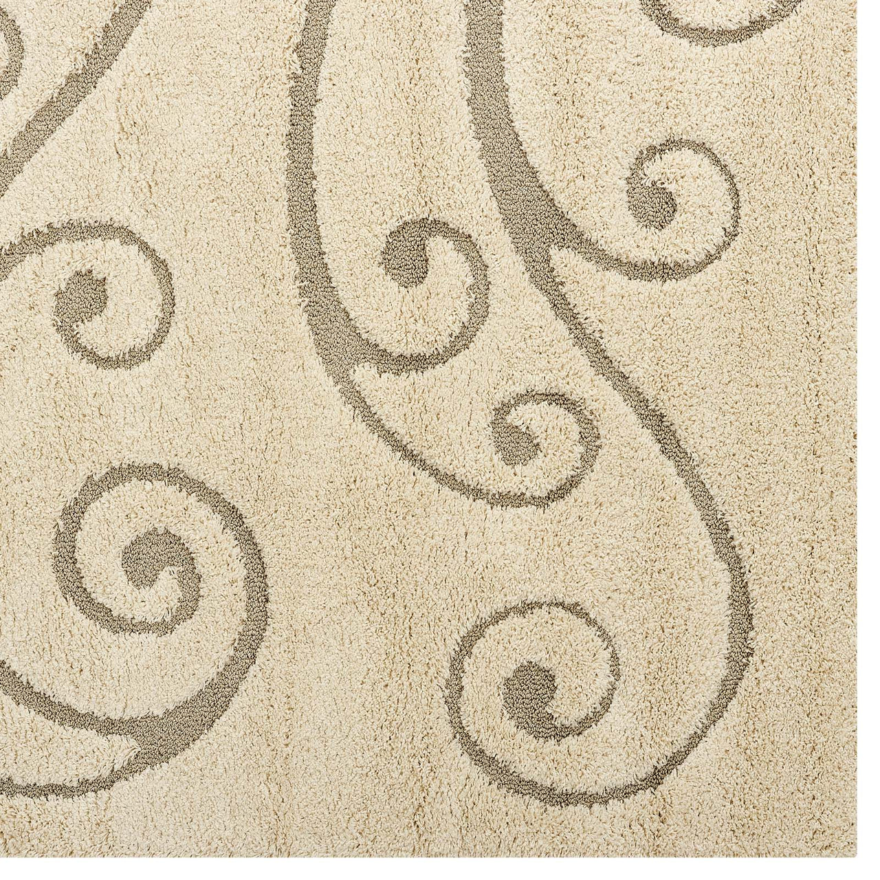 Floriva Unfurl Shag 5x8 Area Rug, Cream & Beige