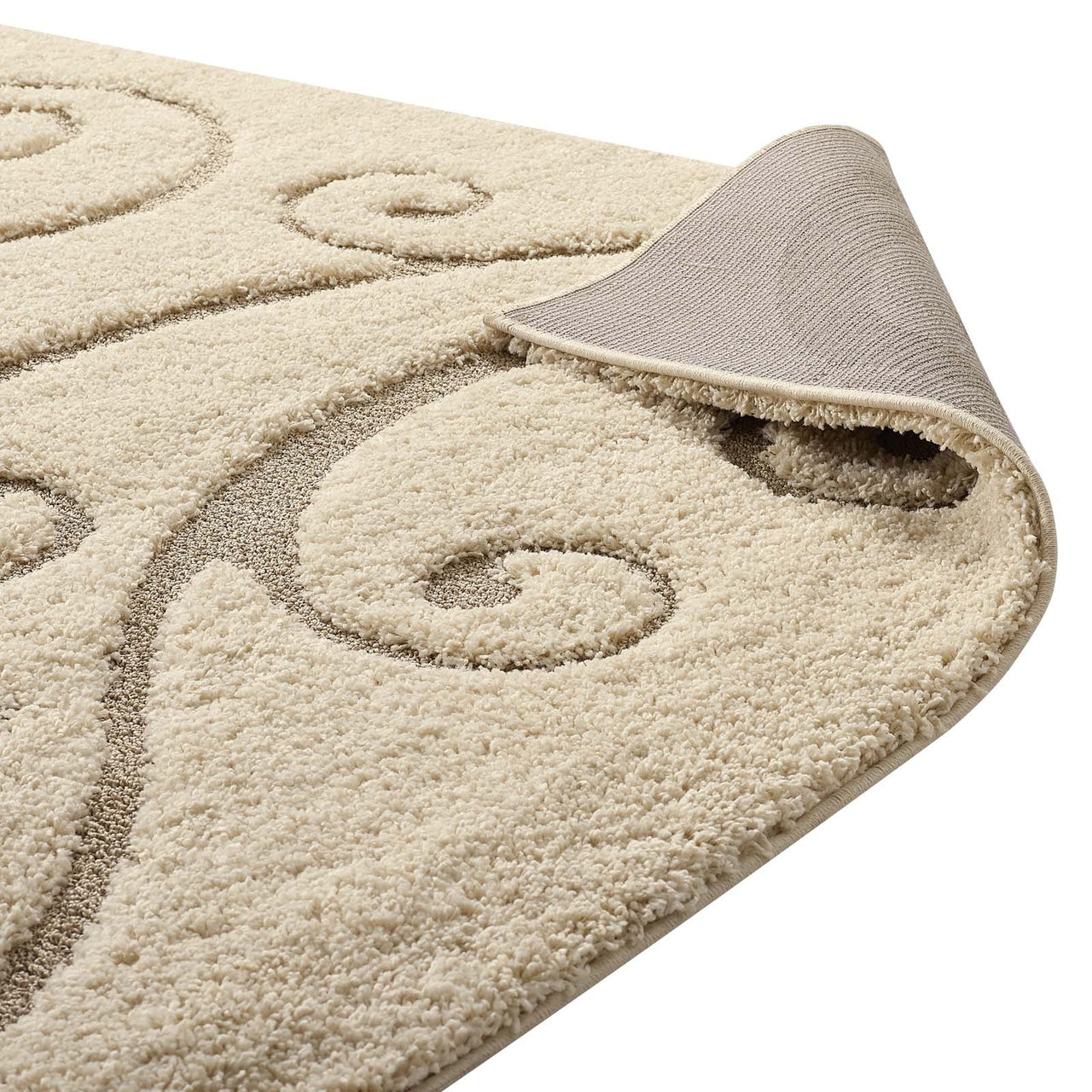 Floriva Unfurl Shag 5x8 Area Rug, Cream & Beige