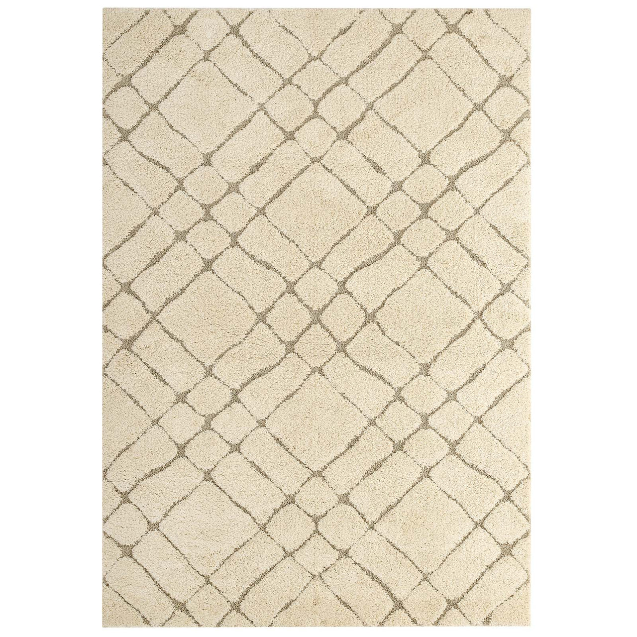 Floriva Alignment Shag 5x8 Area Rug, Cream & Beige