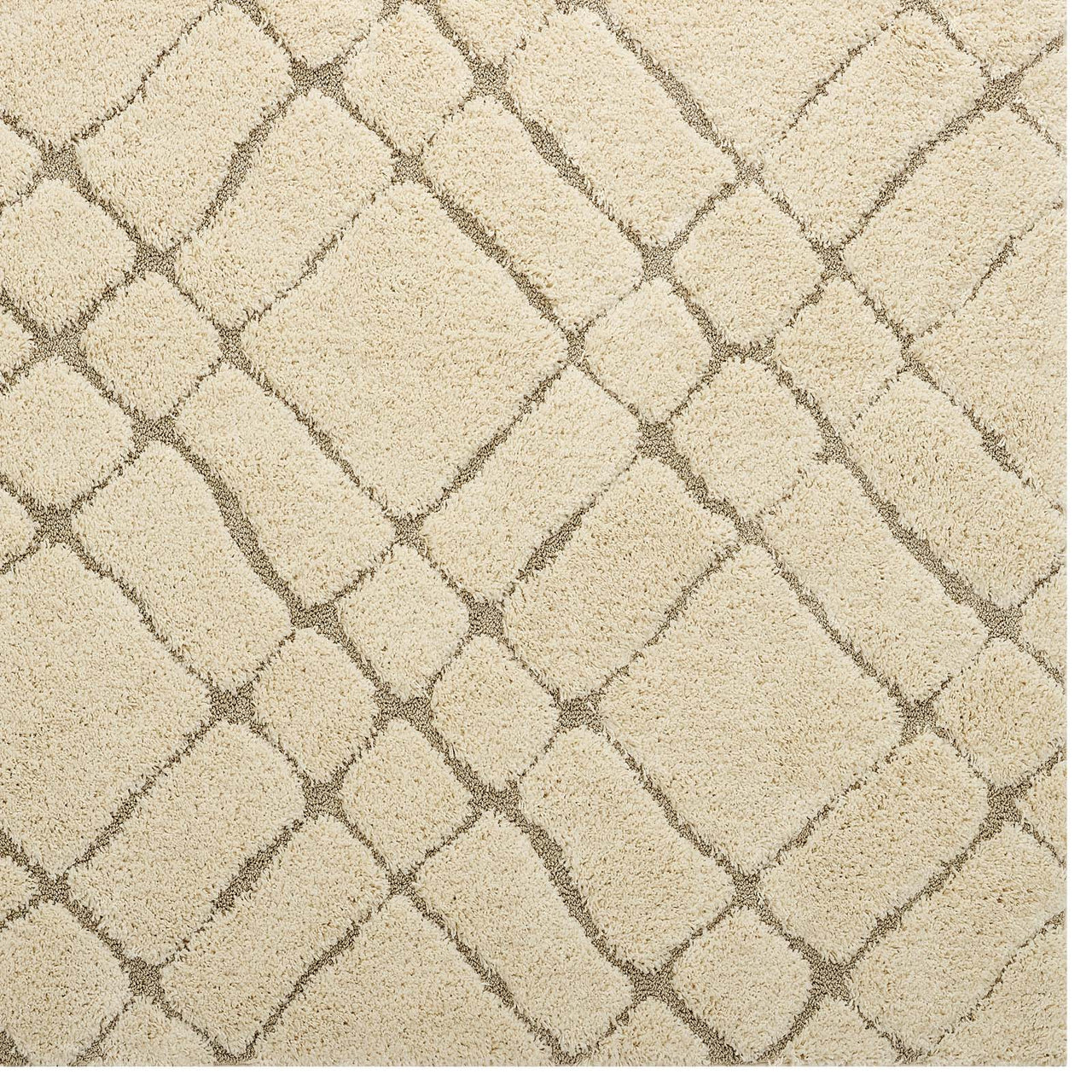 Floriva Alignment Shag 5x8 Area Rug, Cream & Beige