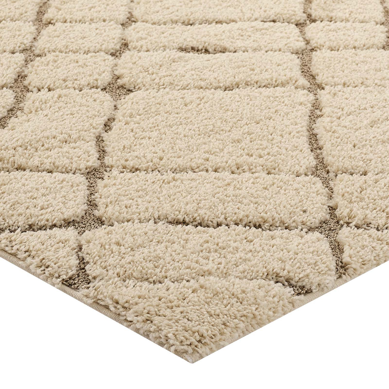 Floriva Alignment Shag 5x8 Area Rug, Cream & Beige