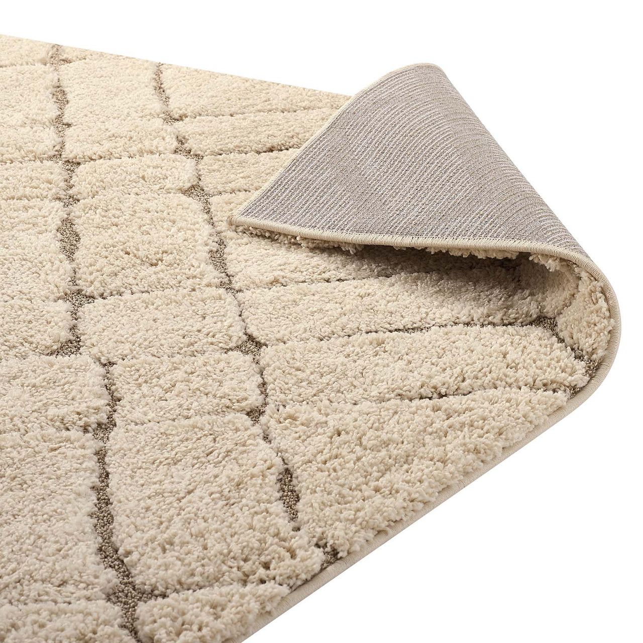 Floriva Alignment Shag 5x8 Area Rug, Cream & Beige