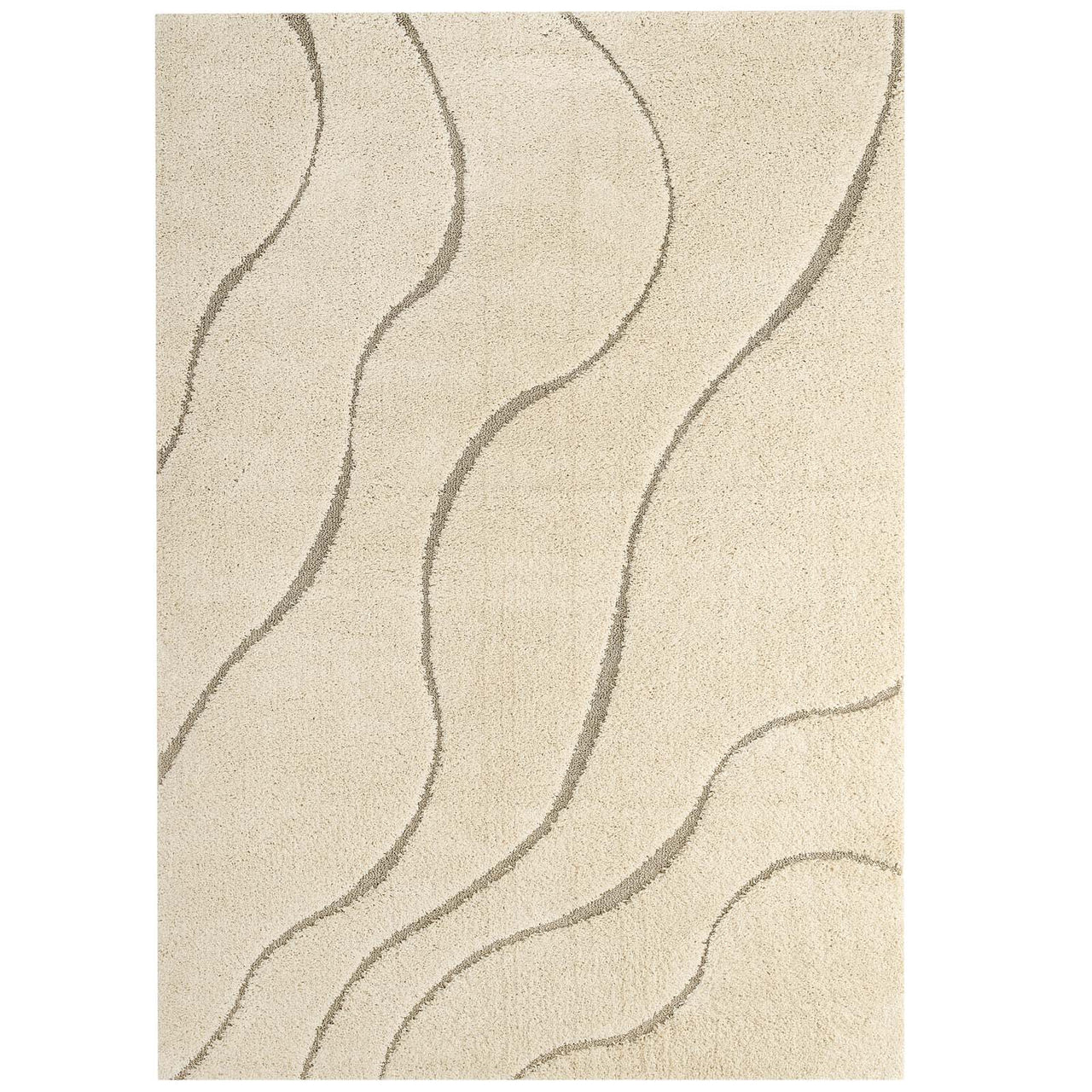 Floriva Wave Shag 5x8 Area Rug, Cream & Beige