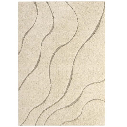 Floriva Wave Shag 5x8 Area Rug, Cream & Beige