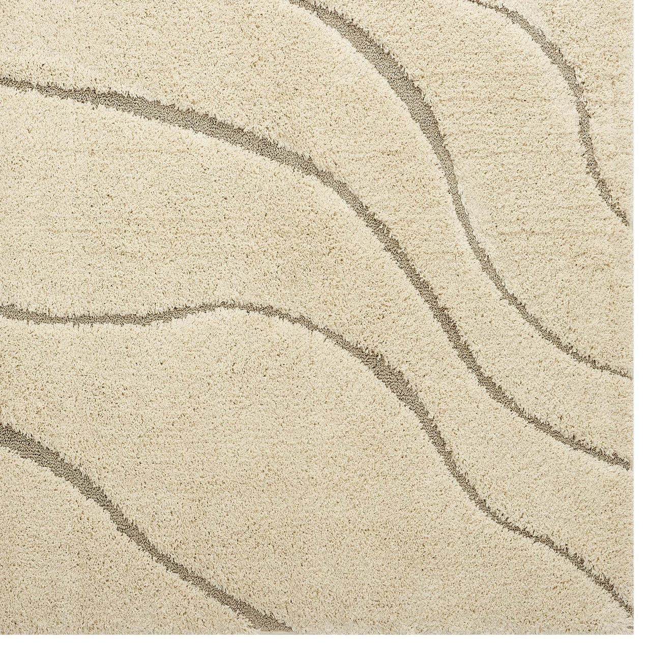 Floriva Wave Shag 5x8 Area Rug, Cream & Beige