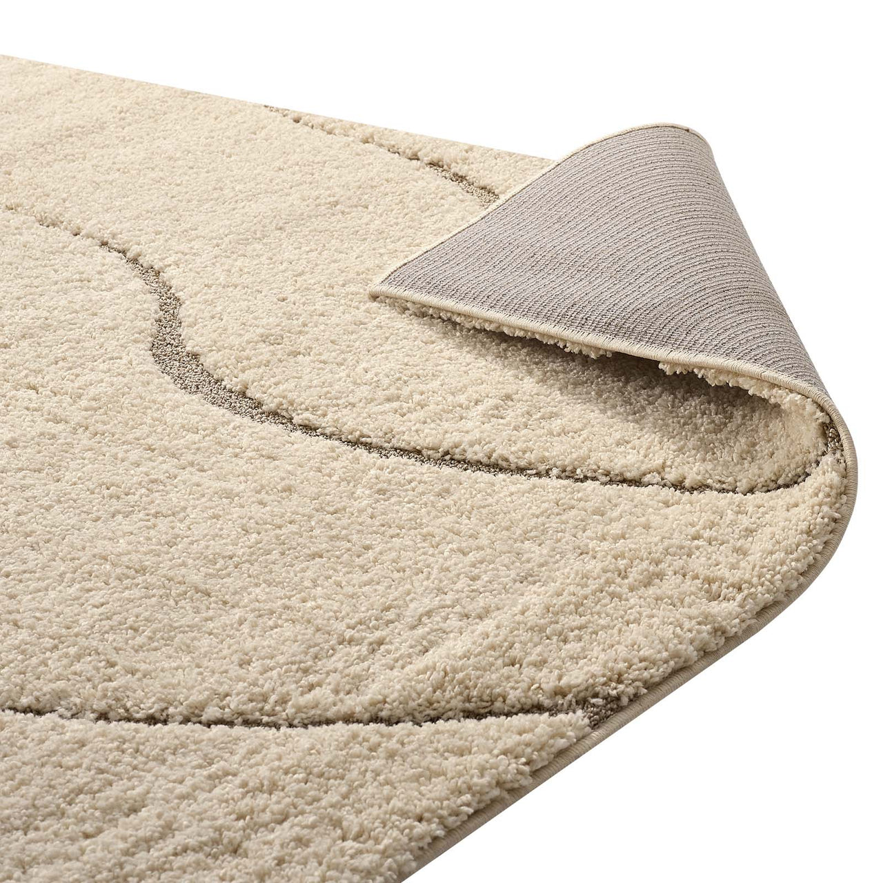 Floriva Wave Shag 5x8 Area Rug, Cream & Beige