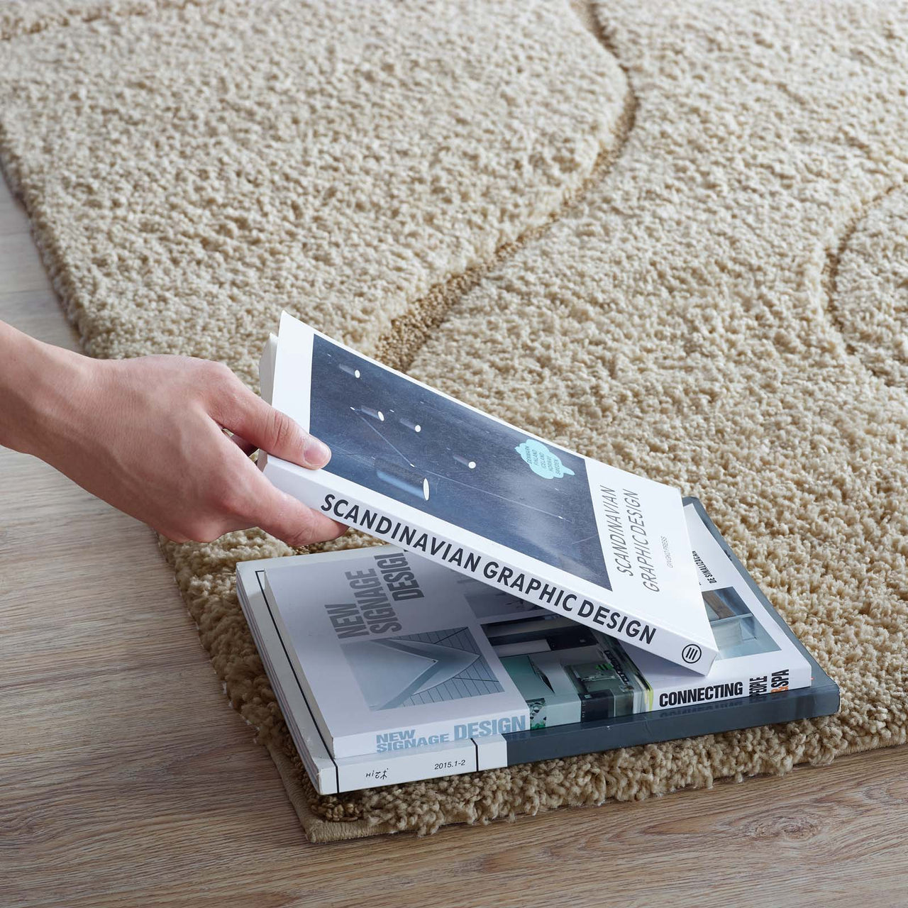 Floriva Wave Shag 5x8 Area Rug, Cream & Beige