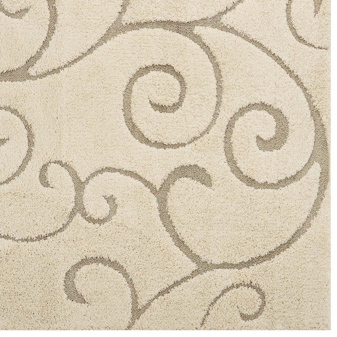 Floriva Wallflower Shag 5x8 Area Rug, Cream & Beige