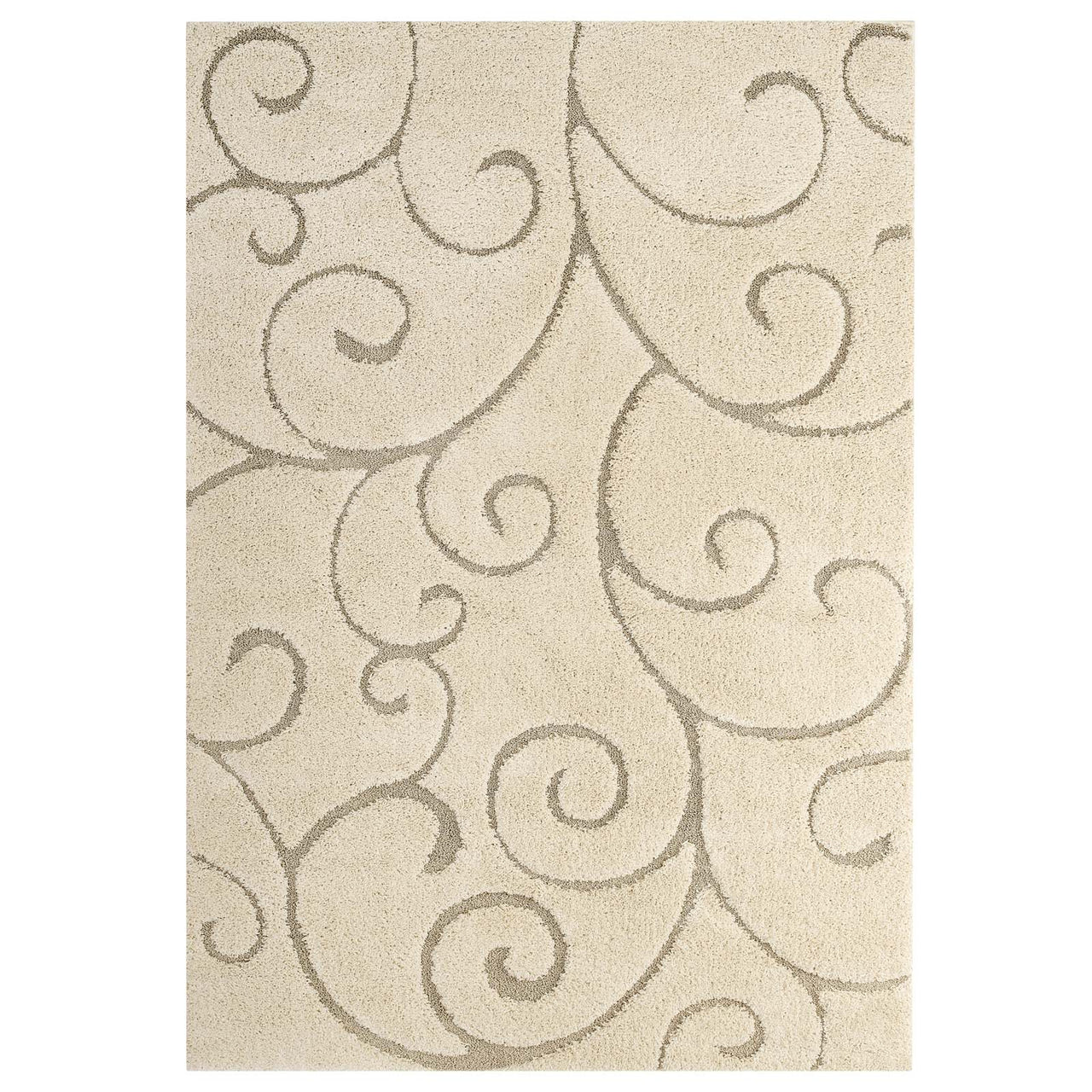 Floriva Wallflower Shag 8x10 Area Rug, Cream & Beige