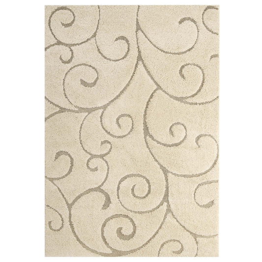 Floriva Wallflower Shag 8x10 Area Rug, Cream & Beige