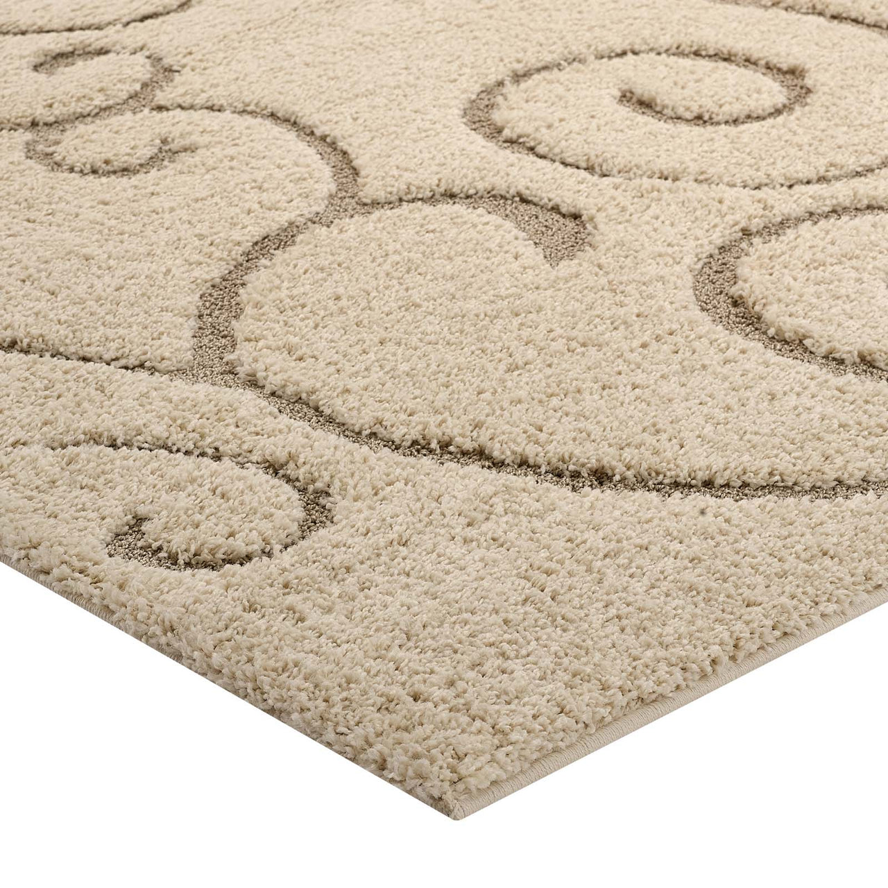 Floriva Wallflower Shag 8x10 Area Rug, Cream & Beige