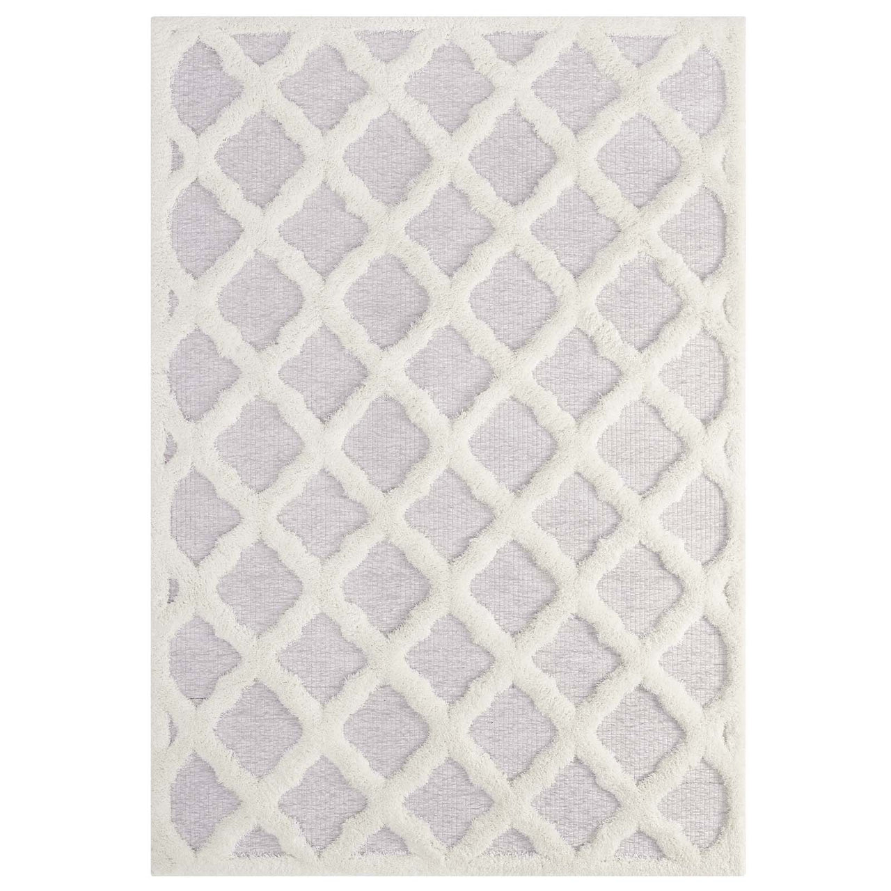 Mischievous Mannerisms Shag 5x8 Area Rug, Ivory & Light Gray