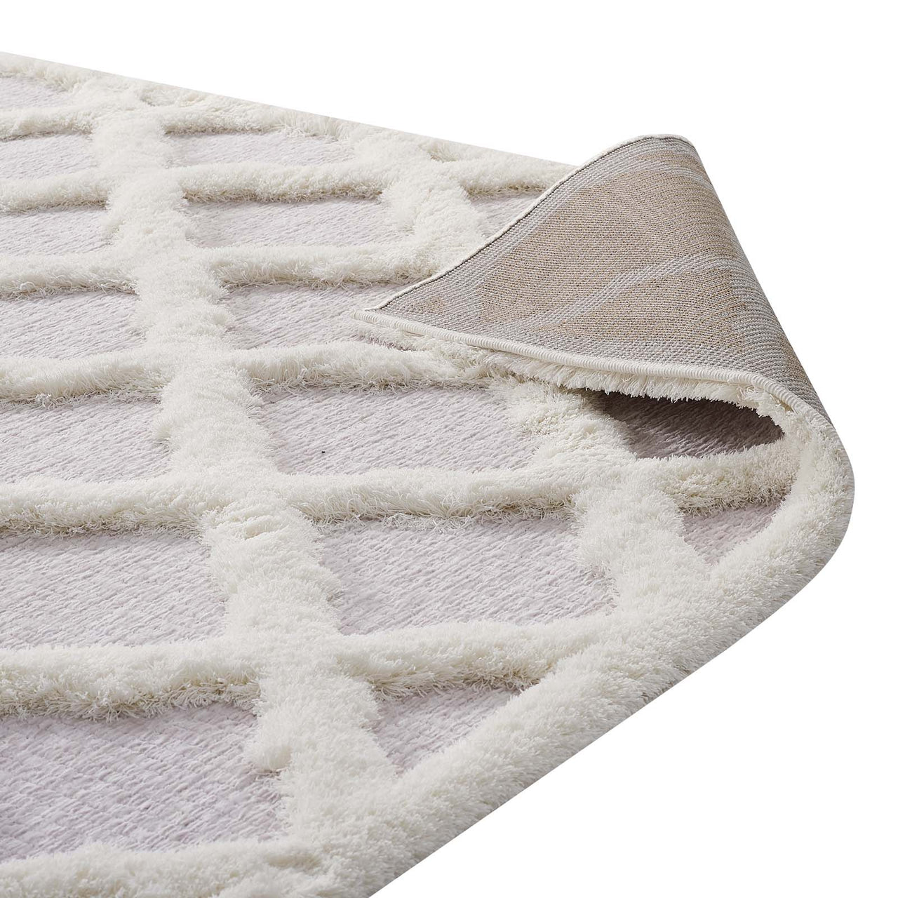 Mischievous Mannerisms Shag 5x8 Area Rug, Ivory & Light Gray