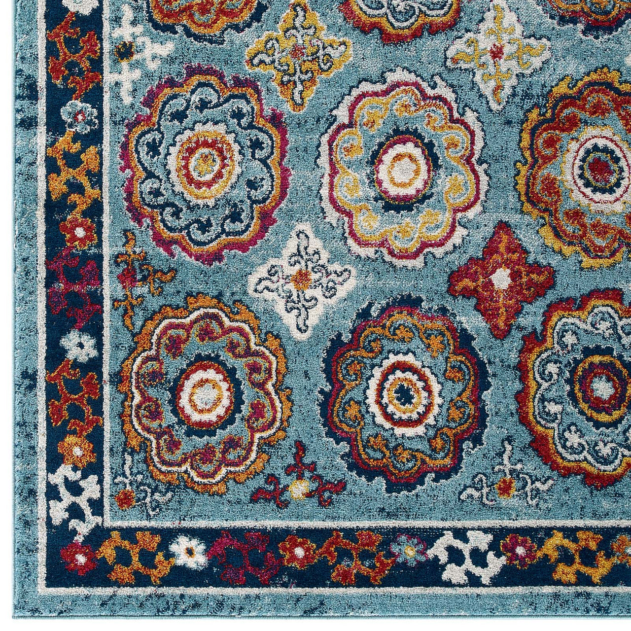 Chakra Karmic Contracts 5x8 Area Rug, Blue, Red, Orange and Yellow