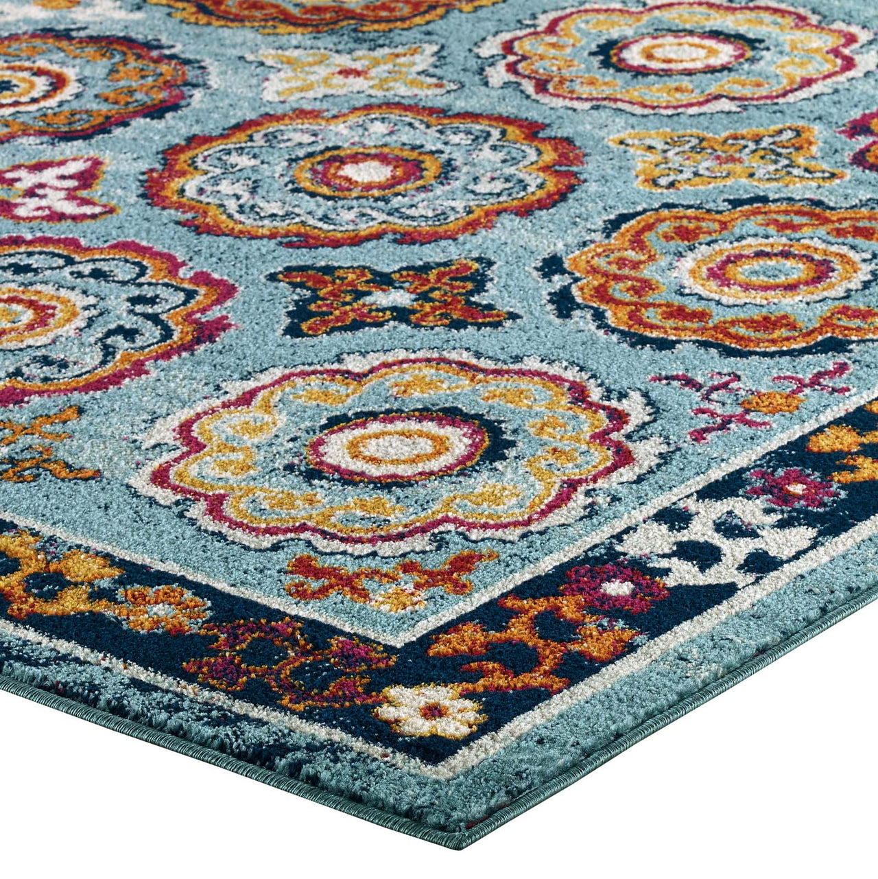 Chakra Karmic Contracts 5x8 Area Rug, Blue, Red, Orange and Yellow