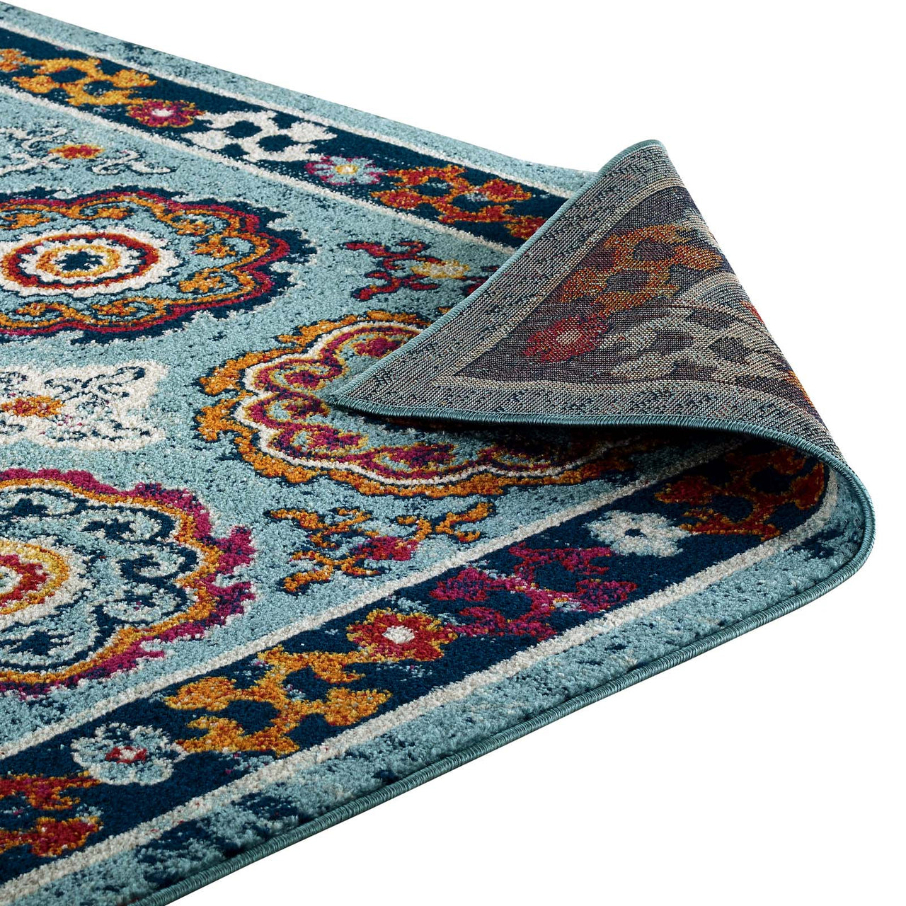 Chakra Karmic Contracts 5x8 Area Rug, Blue, Red, Orange and Yellow