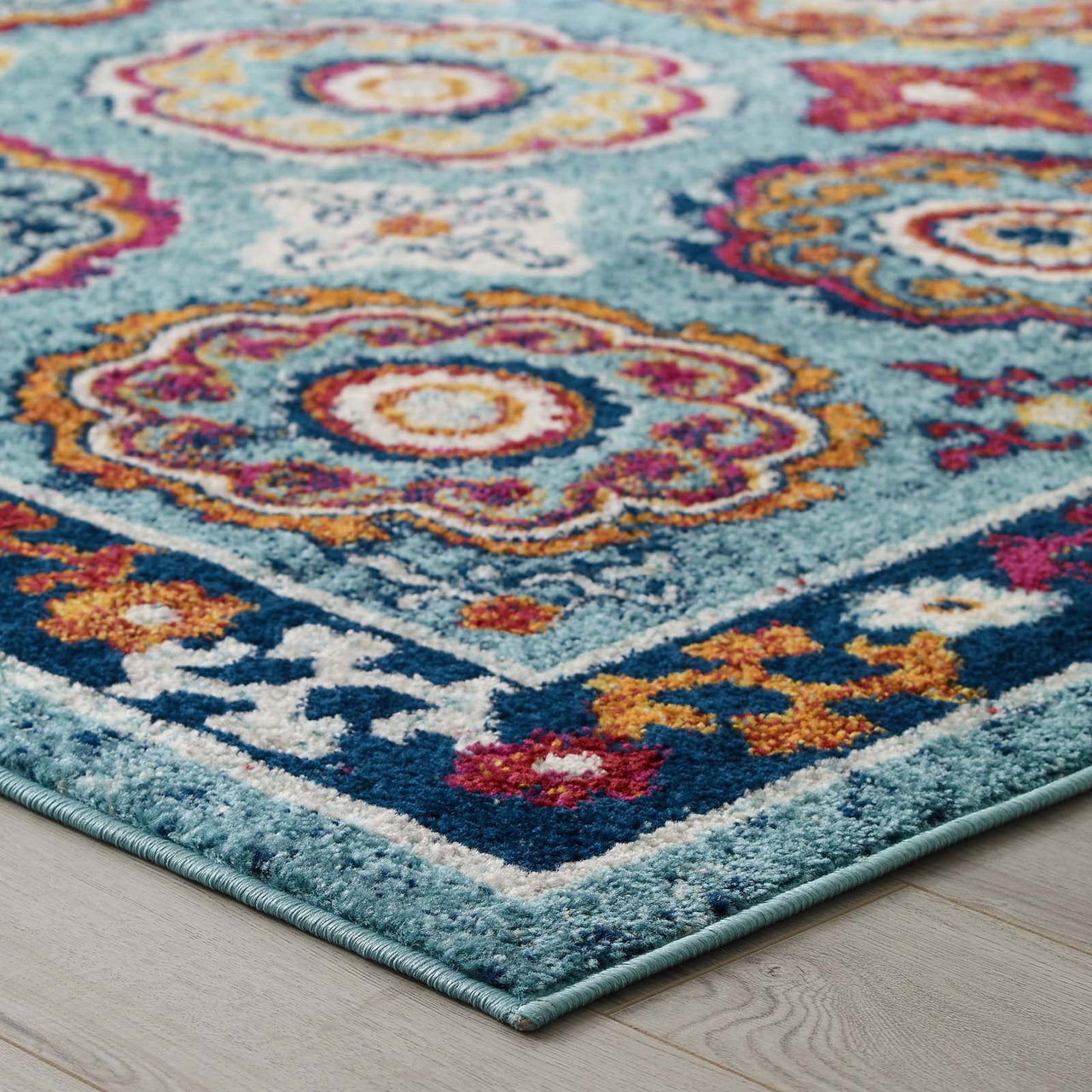 Chakra Karmic Contracts 5x8 Area Rug, Blue, Red, Orange and Yellow