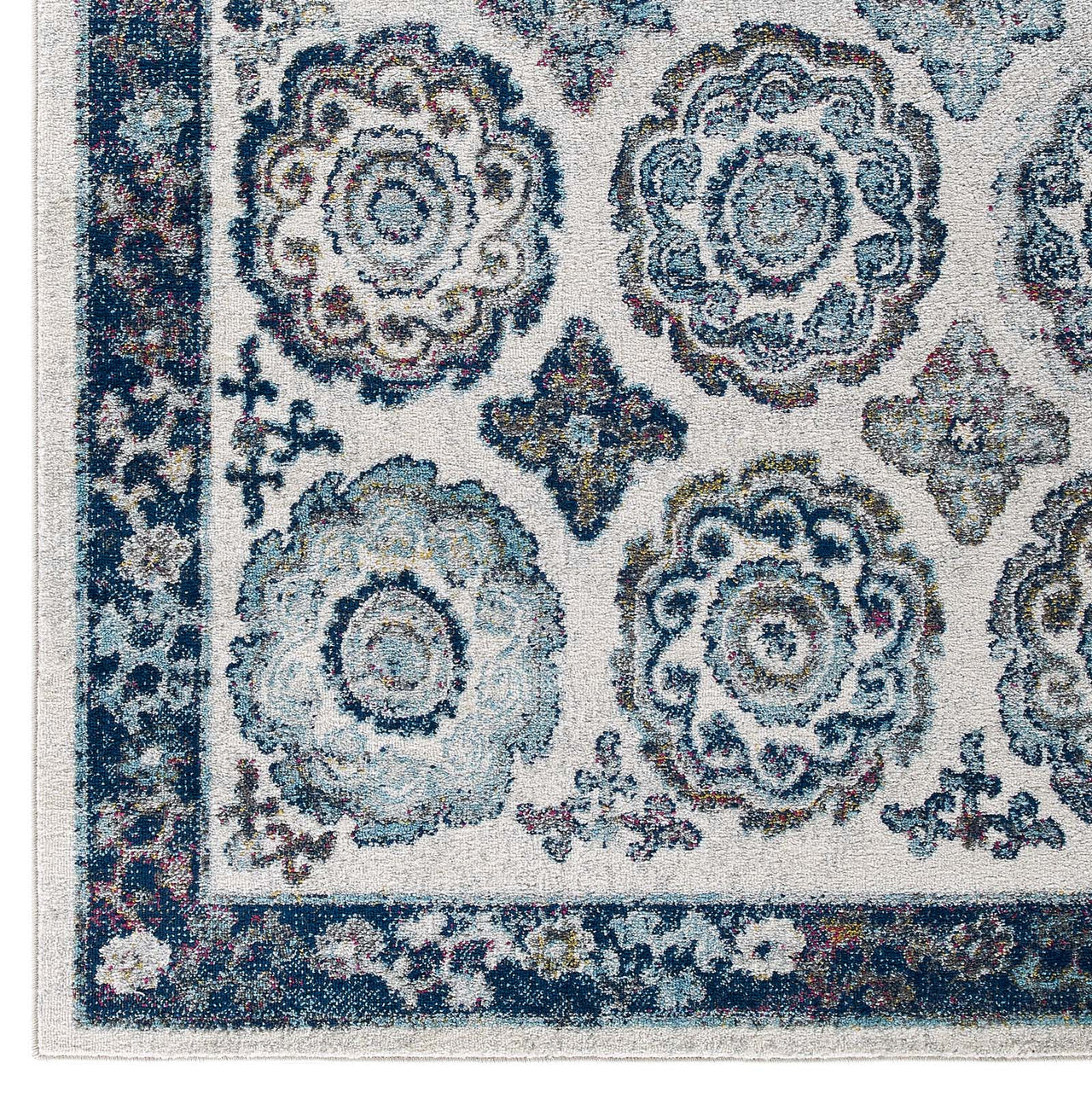 Chakra Karmic Contracts 5x8 Area Rug, Ivory & Blue