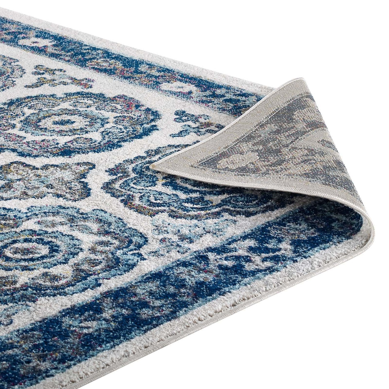 Chakra Karmic Contracts 5x8 Area Rug, Ivory & Blue