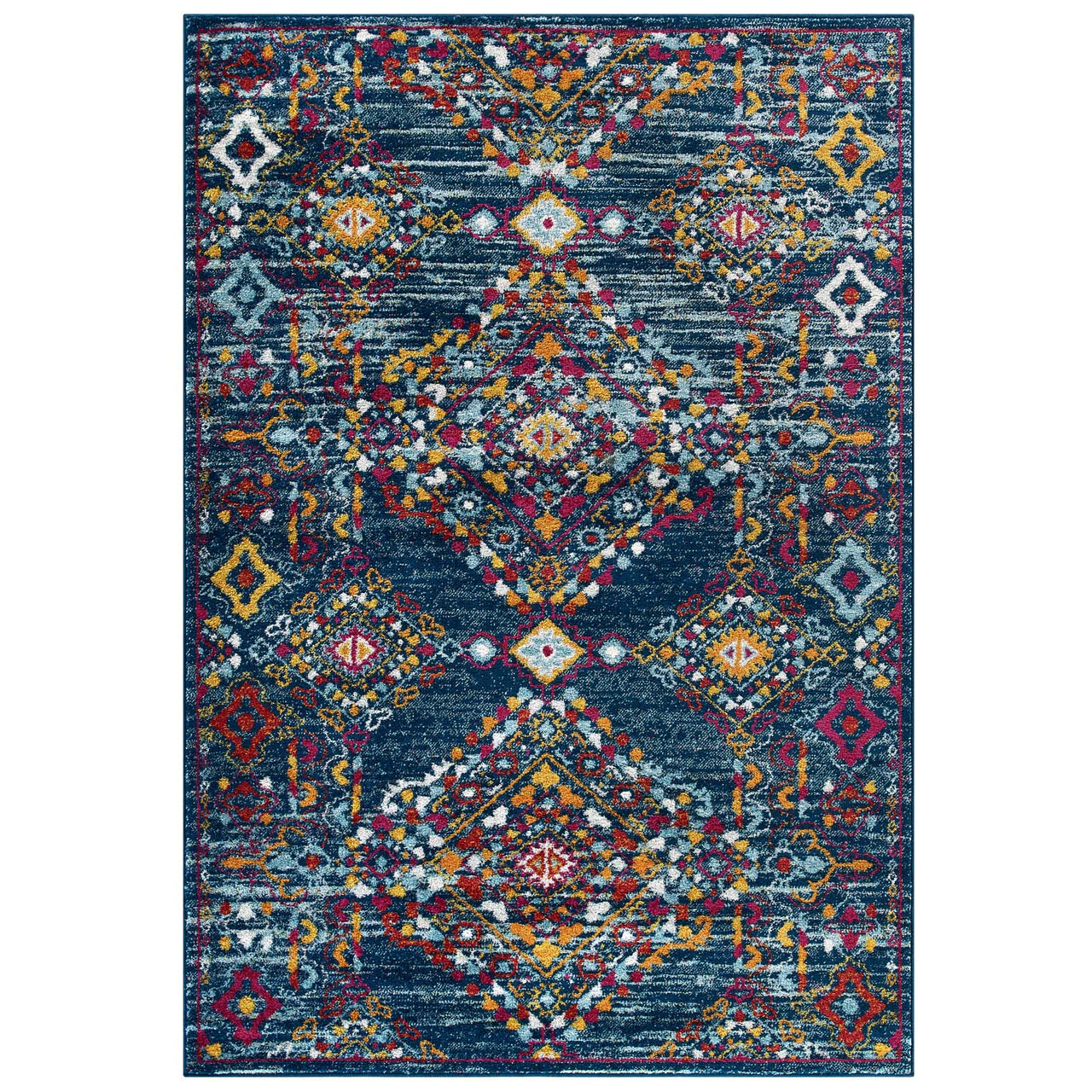 Chakra Alignment 5x8 Area Rug, Blue, Orange, Yellow and Red