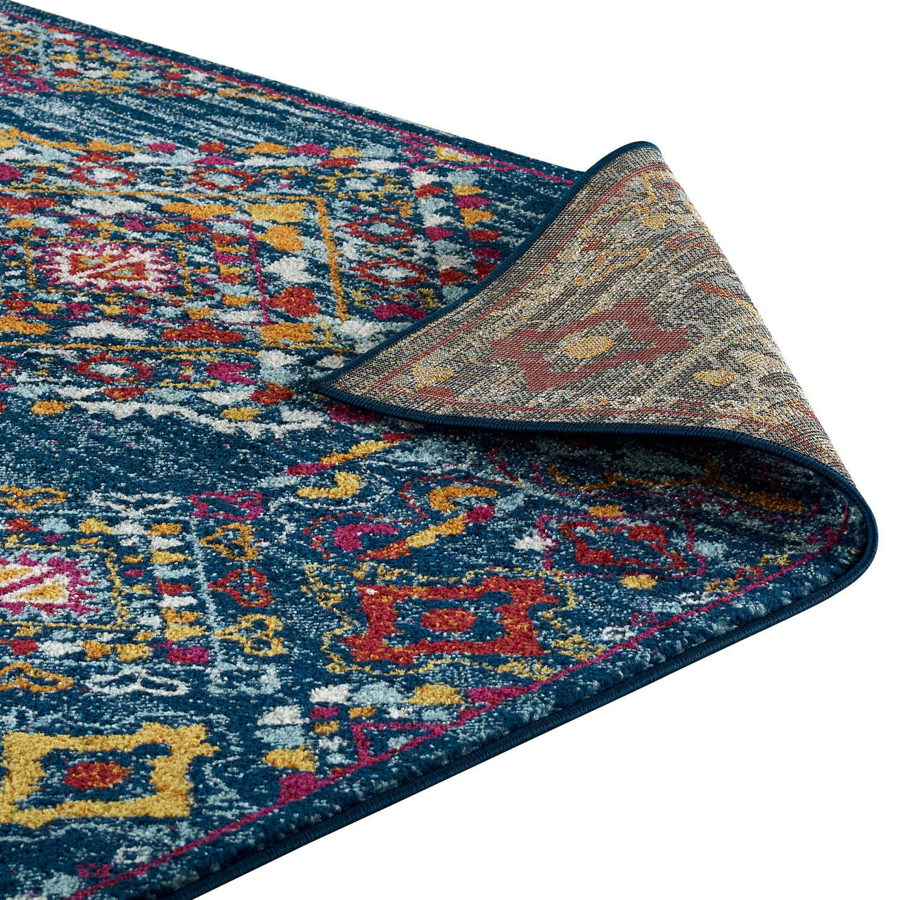 Chakra Alignment 5x8 Area Rug, Blue, Orange, Yellow and Red