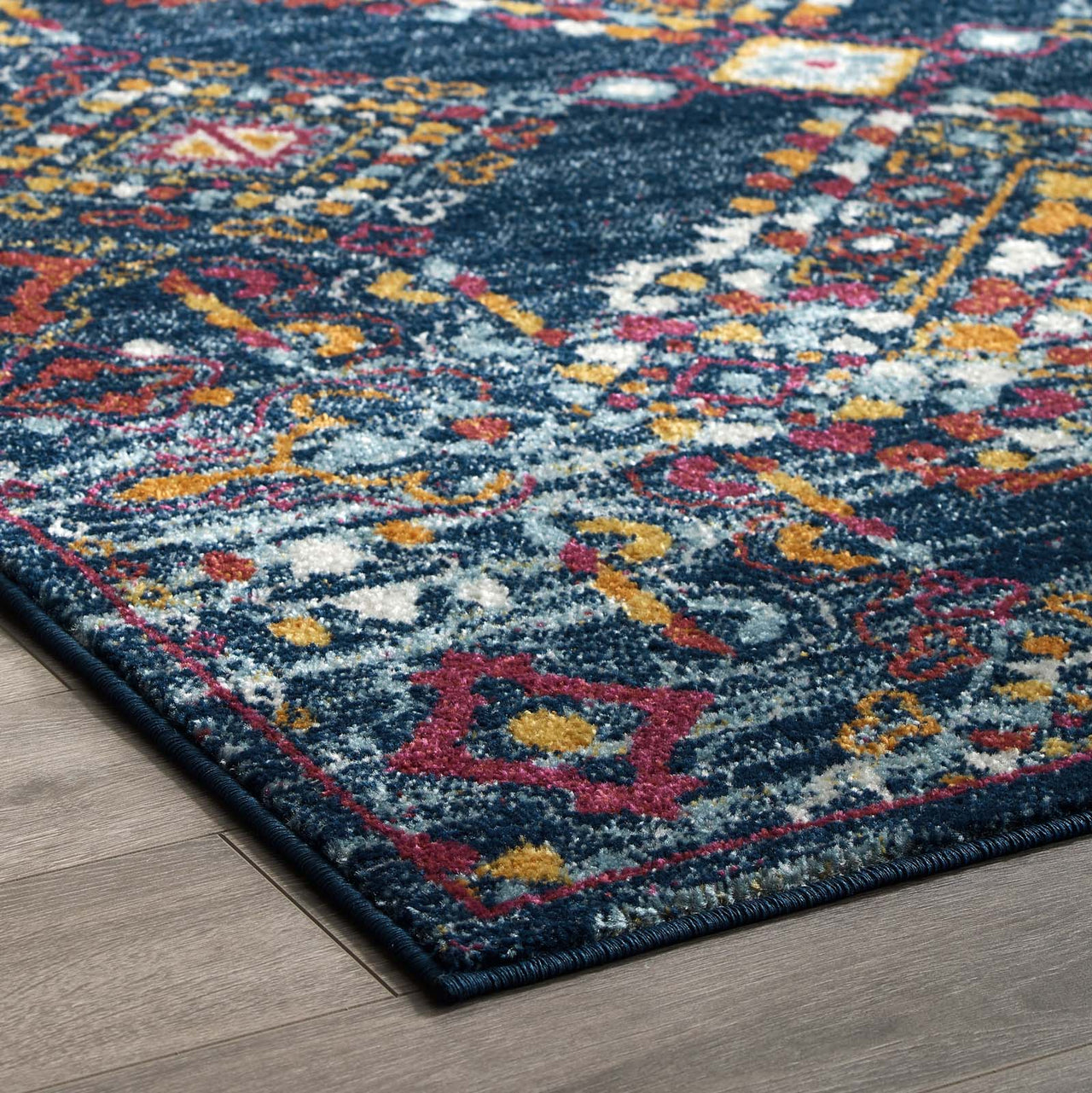 Chakra Alignment 5x8 Area Rug, Blue, Orange, Yellow and Red