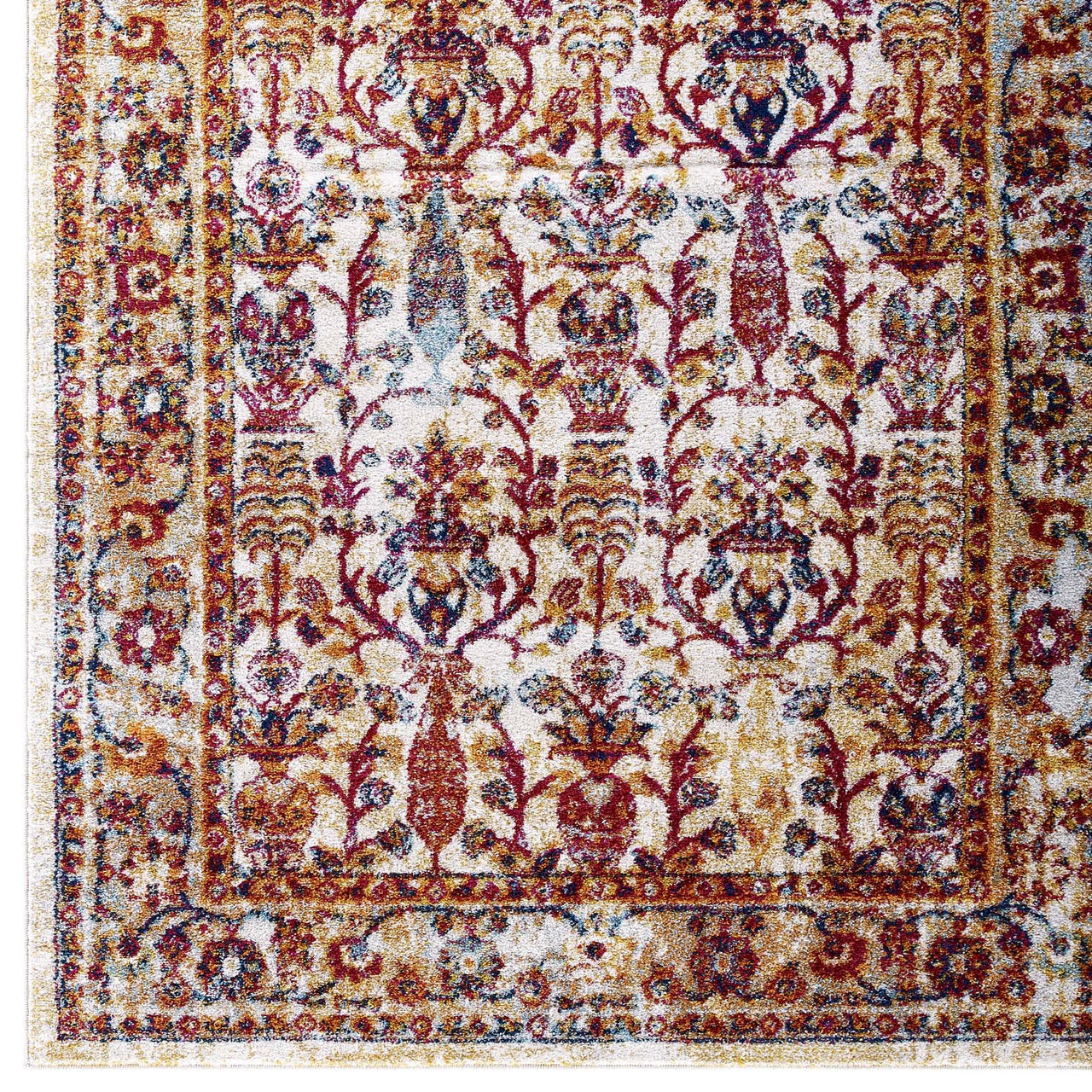 Chakra Generational Cursebreaker 5x8 Area Rug, Ivory, Blue, Red, Orange and Yellow