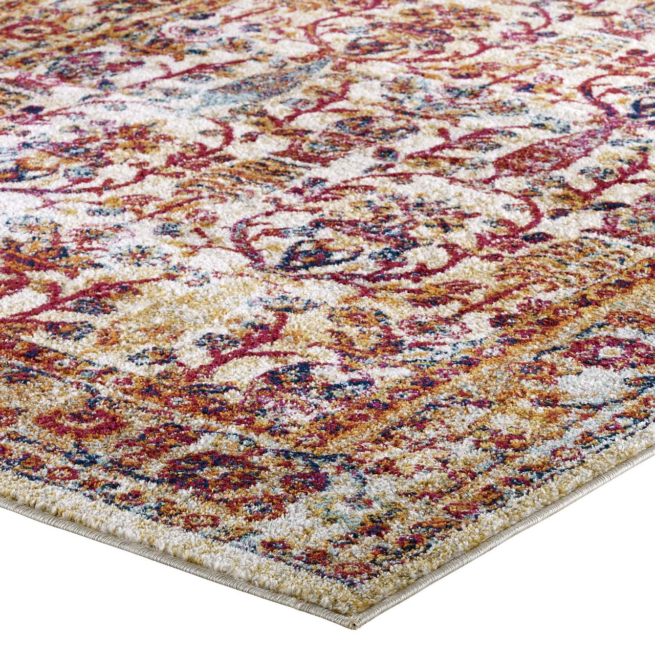 Chakra Generational Cursebreaker 5x8 Area Rug, Ivory, Blue, Red, Orange and Yellow