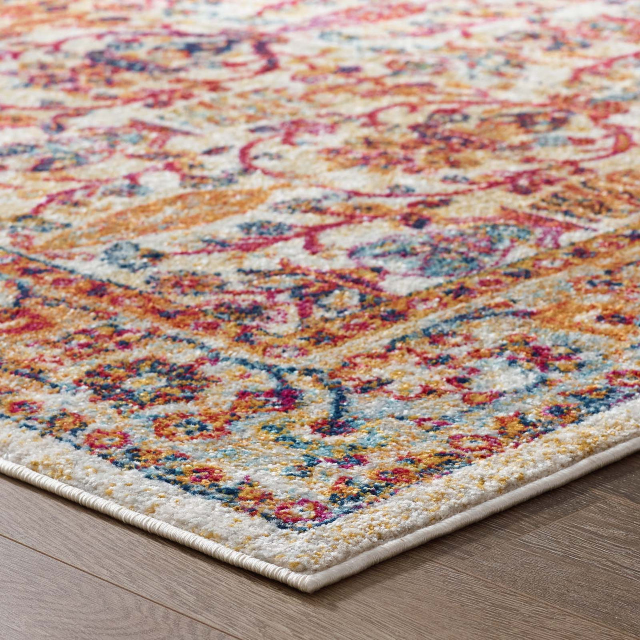 Chakra Generational Cursebreaker 5x8 Area Rug, Ivory, Blue, Red, Orange and Yellow