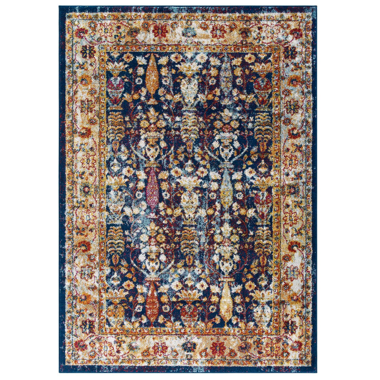 Chakra Generational Cursebreaker 5x8 Area Rug, Blue, Orange, Yellow and Red