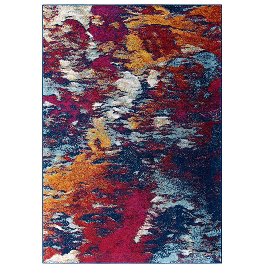 Chakra Aura 5x8 Area Rug, Blue, Orange, Yellow and Red