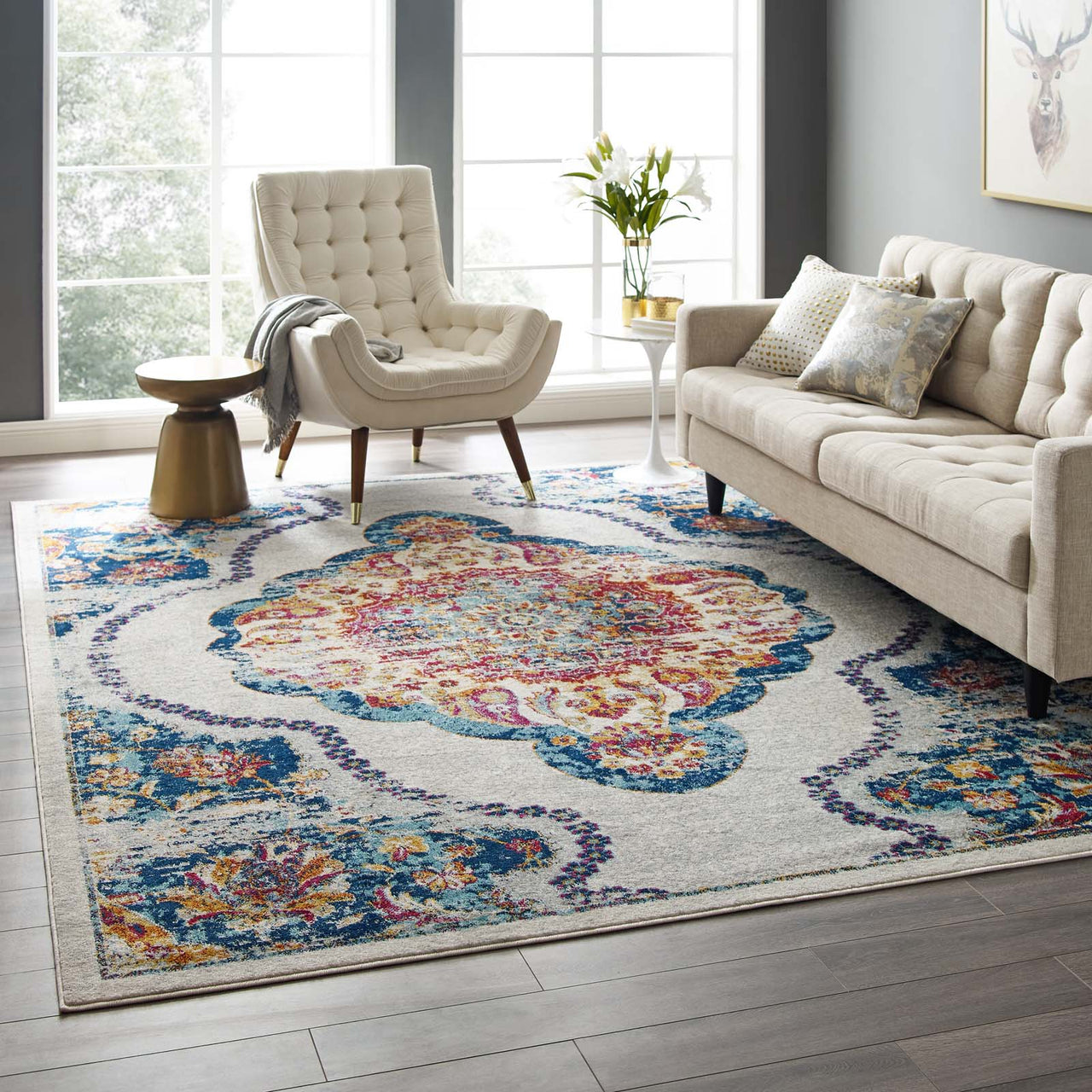 Chakra Third Eye, Ajna, 8x10 Area Rug, Multicolor