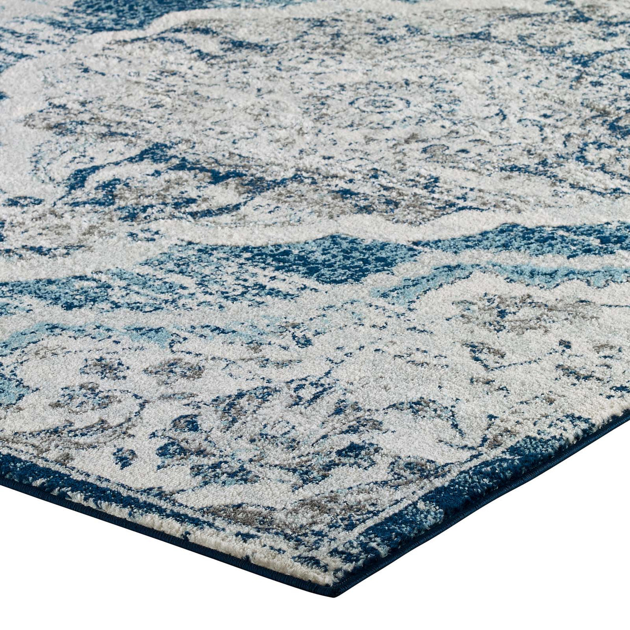 Chakra Third Eye, Ajna, 5x8 Area Rug, Ivory & Blue