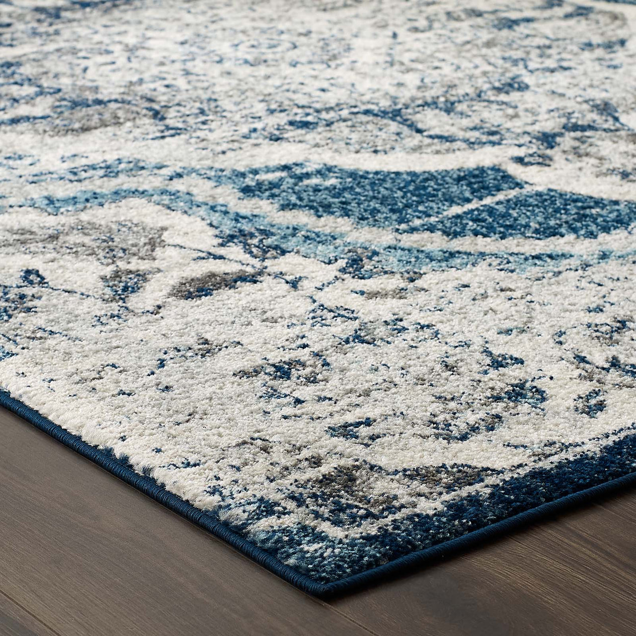 Chakra Third Eye, Ajna, 5x8 Area Rug, Ivory & Blue