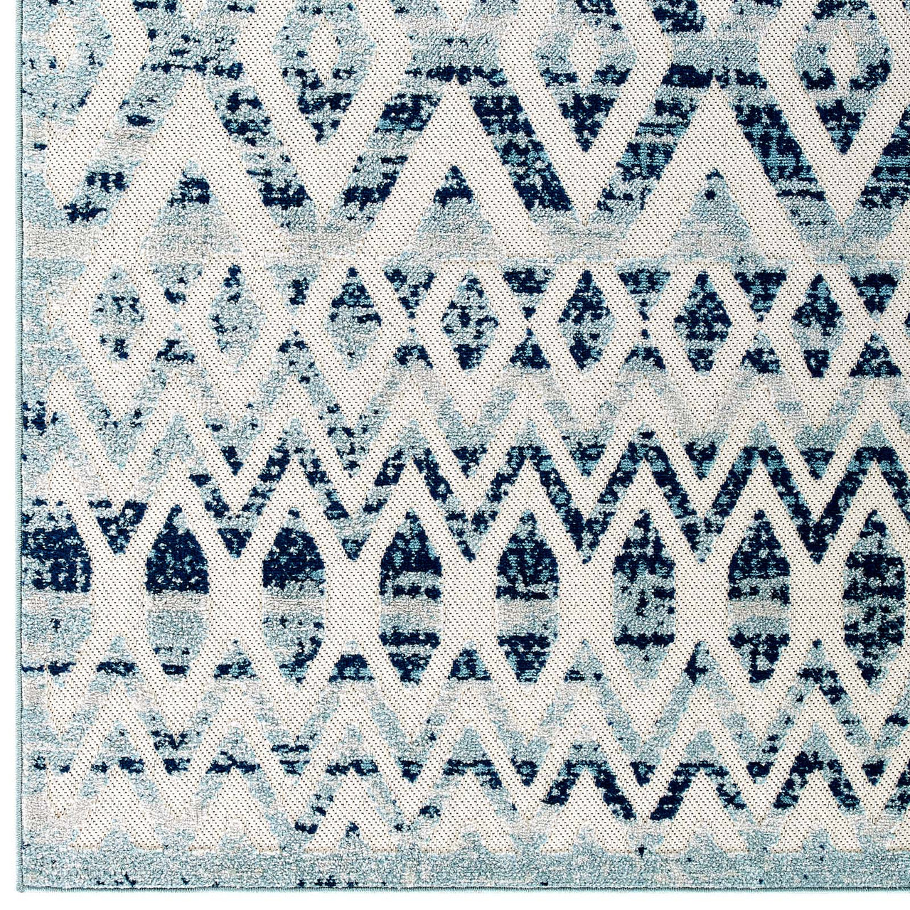 Mirror Pressure 5x8 Indoor | Outdoor Area Rug, Ivory & Blue