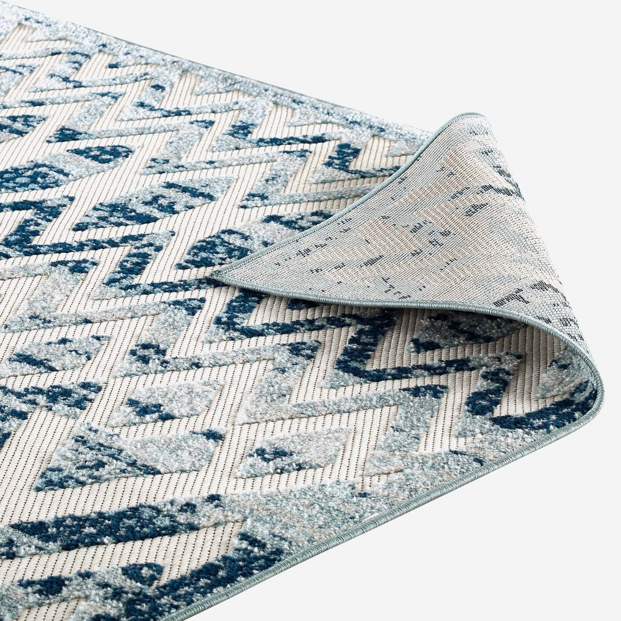 Mirror Pressure 5x8 Indoor | Outdoor Area Rug, Ivory & Blue