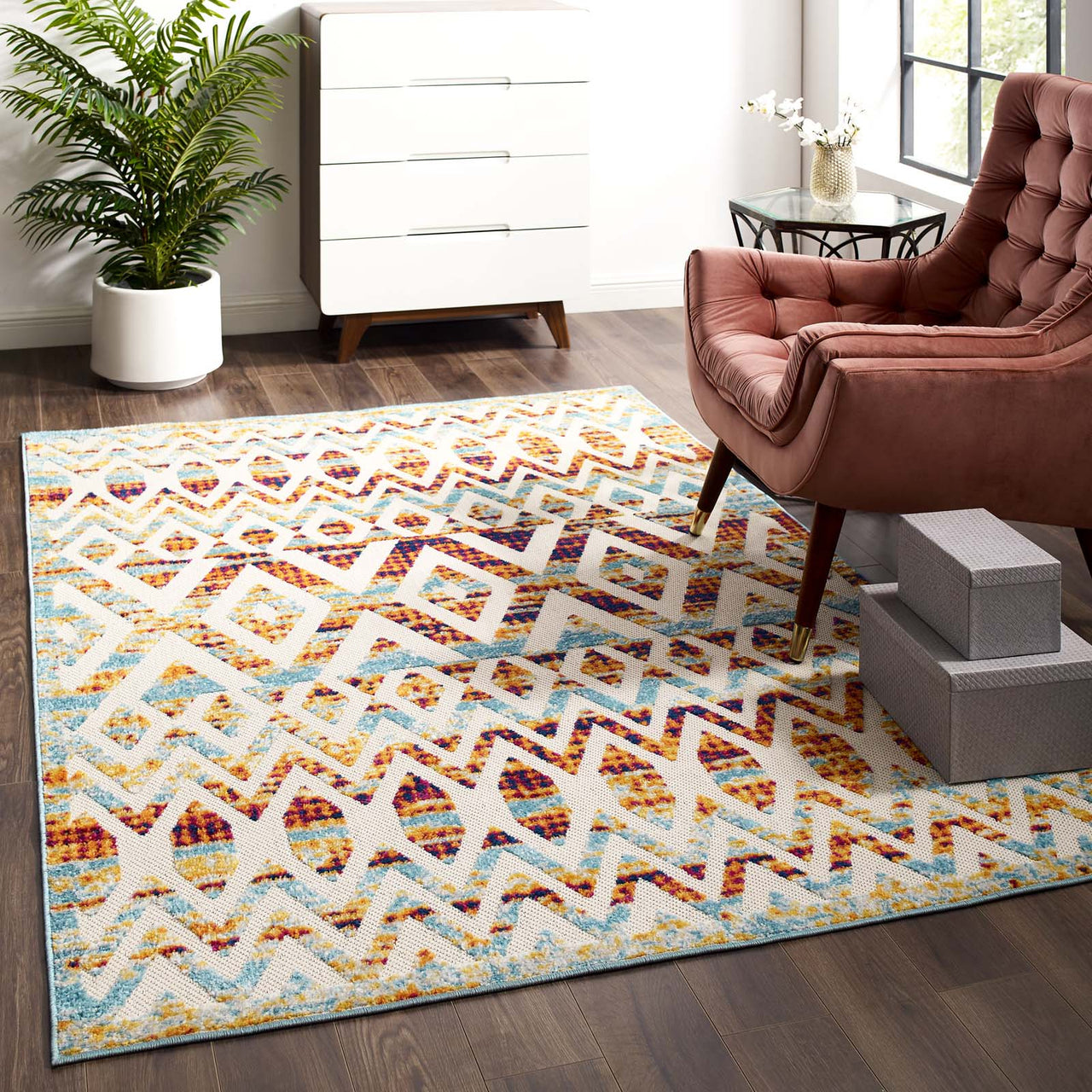 Mirror Pressure 5x8 Indoor | Outdoor Area Rug, Multicolor