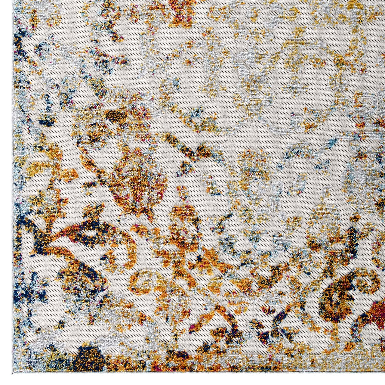 Mirror Bonds 8x10 Indoor|Outdoor Area Rug, Ivory & Light Blue