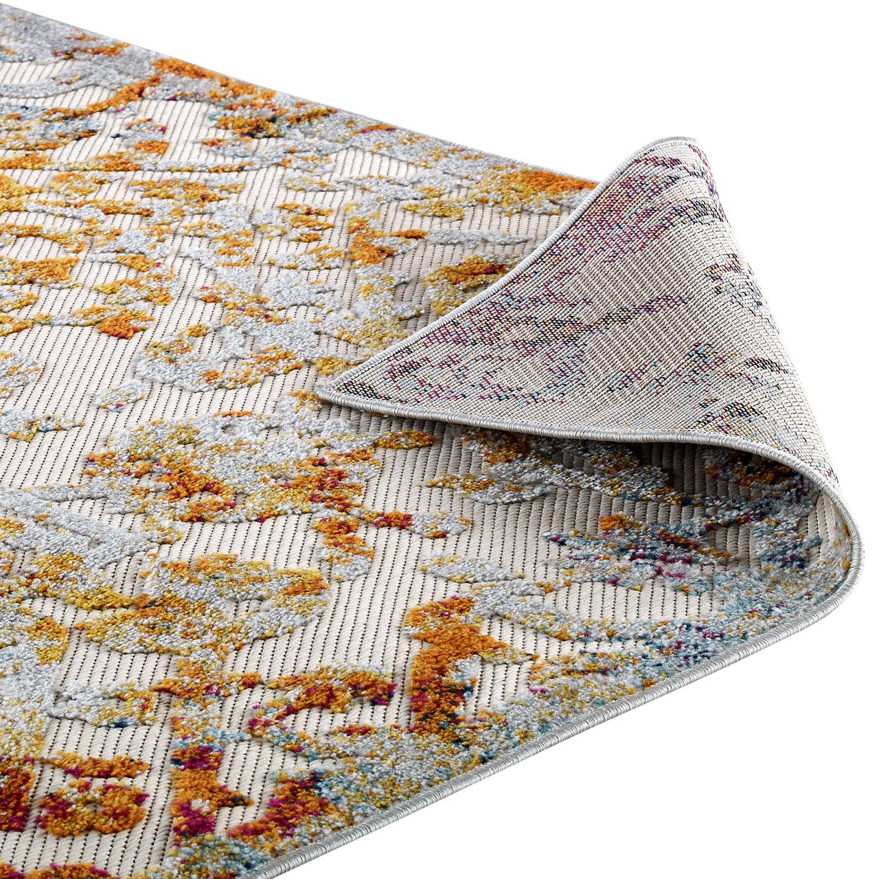 Mirror Bonds 8x10 Indoor|Outdoor Area Rug, Ivory & Light Blue