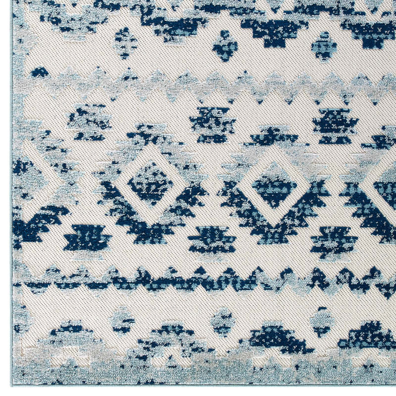 Mirror Opinions 5x8 Indoor | Outdoor Area Rug, Ivory & Blue