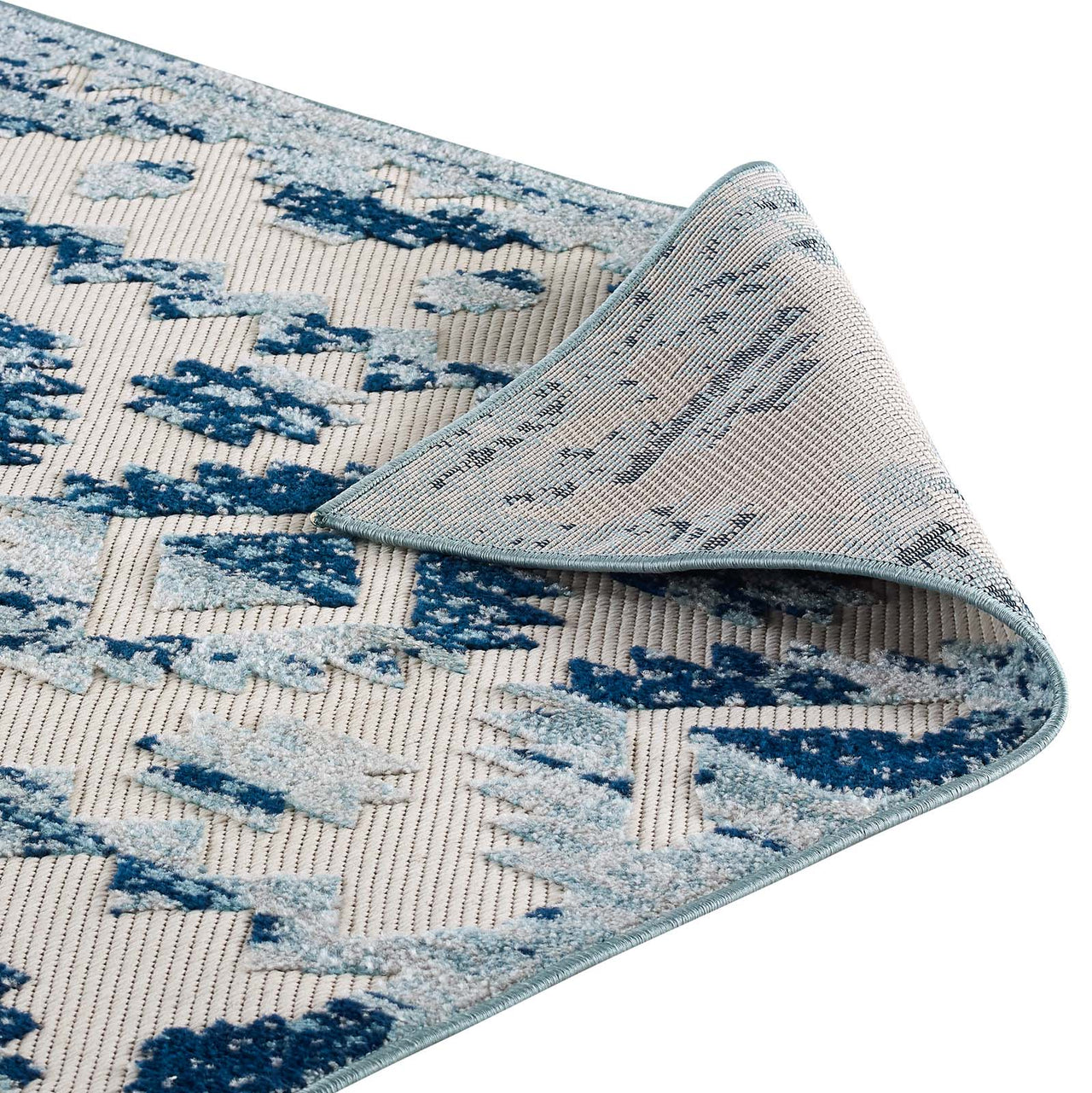 Mirror Opinions 5x8 Indoor | Outdoor Area Rug, Ivory & Blue