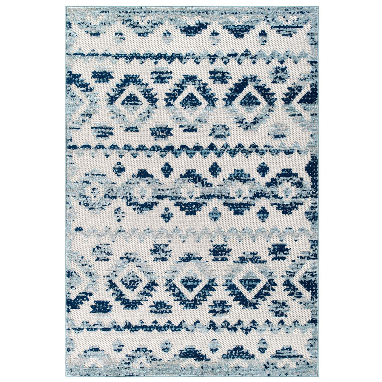 Mirror Opinions 8x10 Indoor | Outdoor Area Rug, Ivory & Blue