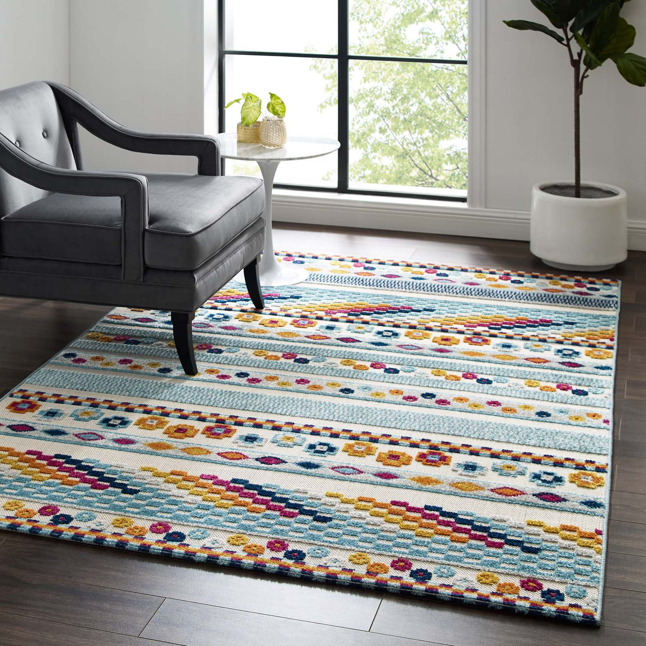 Mirror Emotions 5x8 Indoor | Outdoor Area Rug, Multicolor