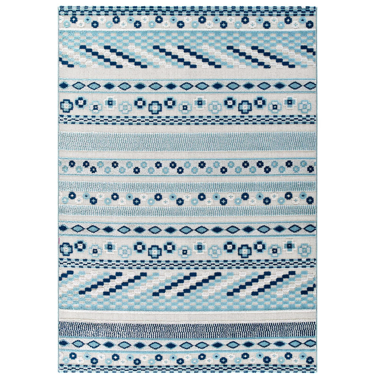 Mirror Emotions 5x8 Indoor | Outdoor Area Rug, Ivory & Blue