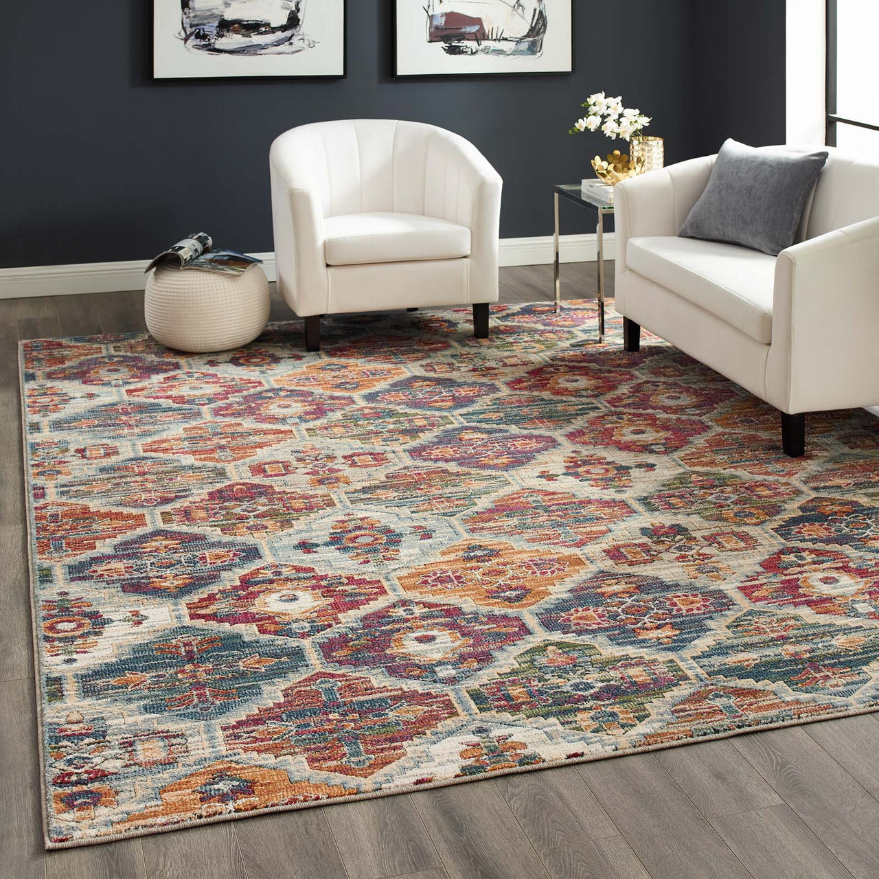 Aboriginal Lineage 8x10 Area Rug, Multicolor