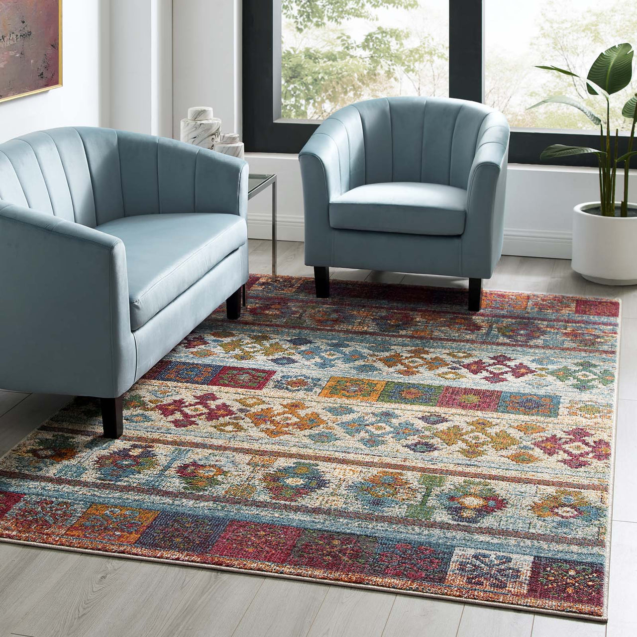 Aboriginal Pottery 5x8 Area Rug, Multicolor
